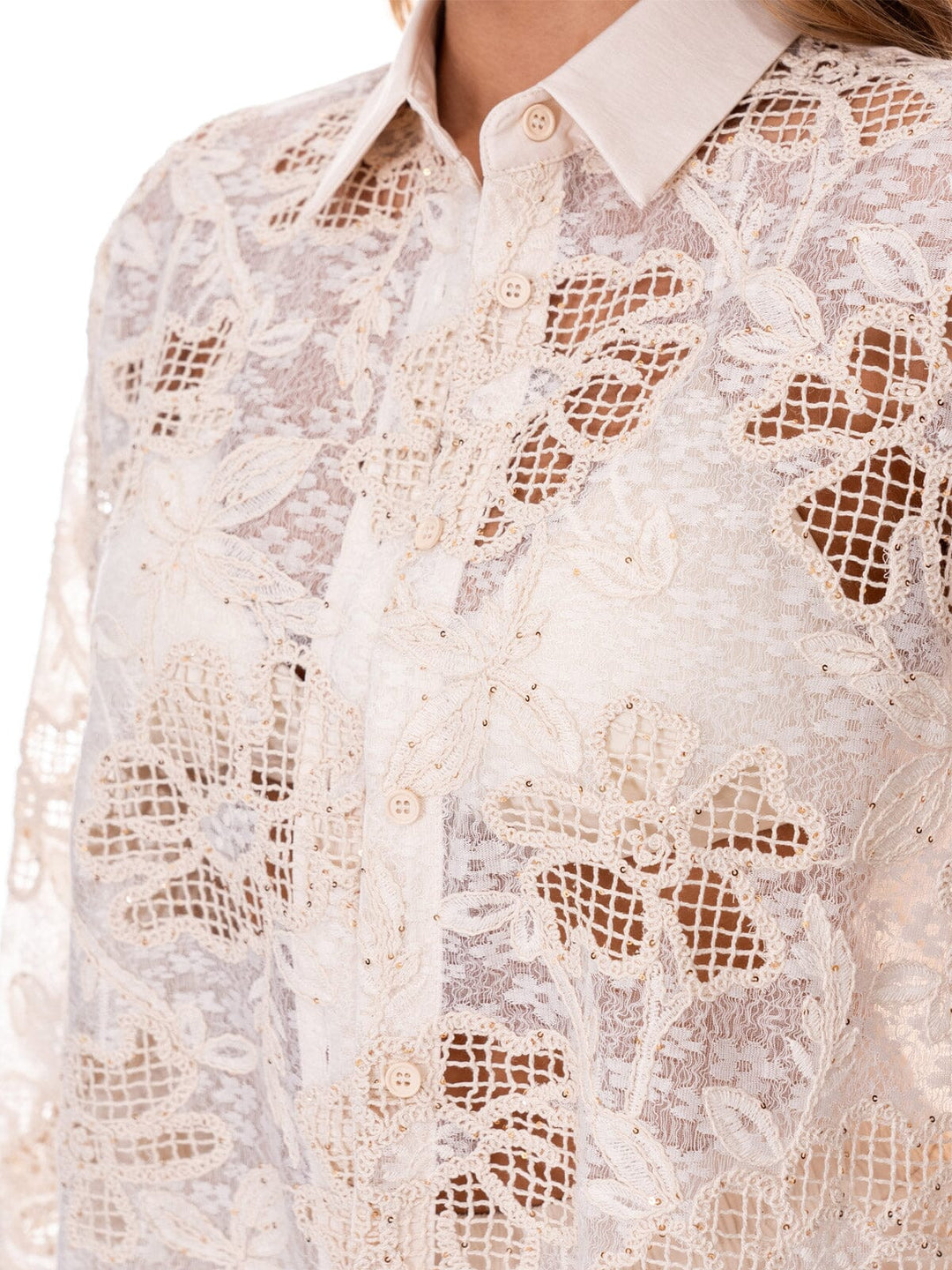 WOMEN'S LONG SLEEVE BLOUSE & ELASTIC WAIST EMBROIDERY FLORAL 2PC. SET