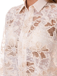 WOMEN'S LONG SLEEVE BLOUSE & ELASTIC WAIST EMBROIDERY FLORAL 2PC. SET