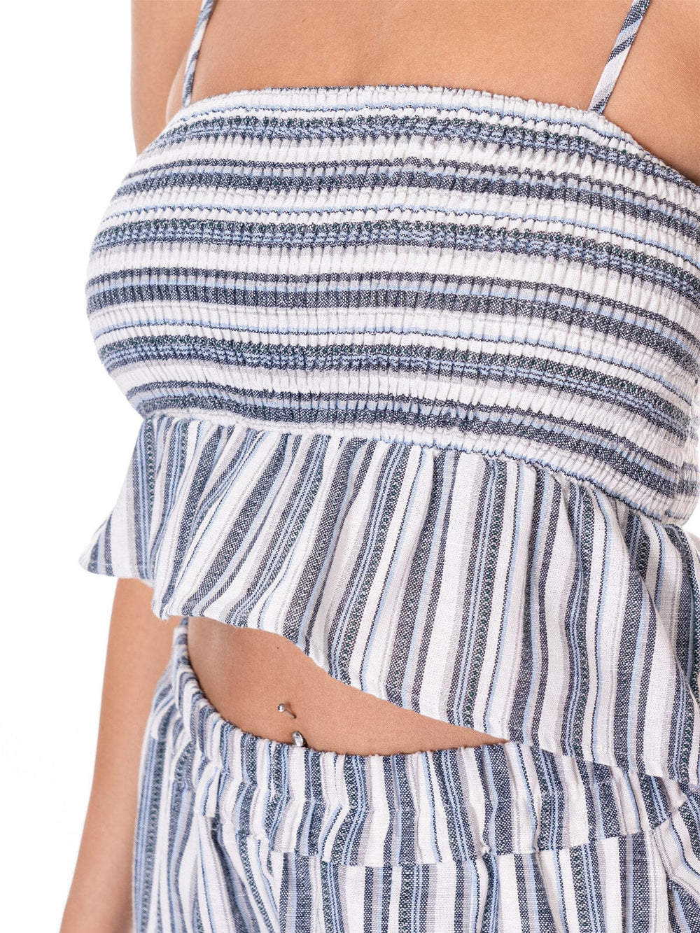 WOMEN'S SLEEVELESS SMOCK TOP & WIDE LEG PANTS COLORBLOCK STRIPES 2PC. SET