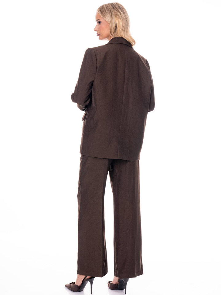 WOMEN'S LONG SLEEVE BLAZER & BUTTON CLOSURE PANTS ANIMAL PRINT CONTRAST 2PC. SET