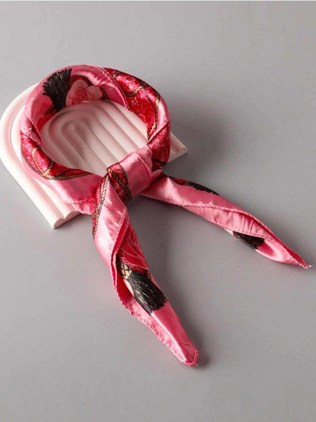 FASHION ASSORTED COLORS FLORAL SATIN SCARFS