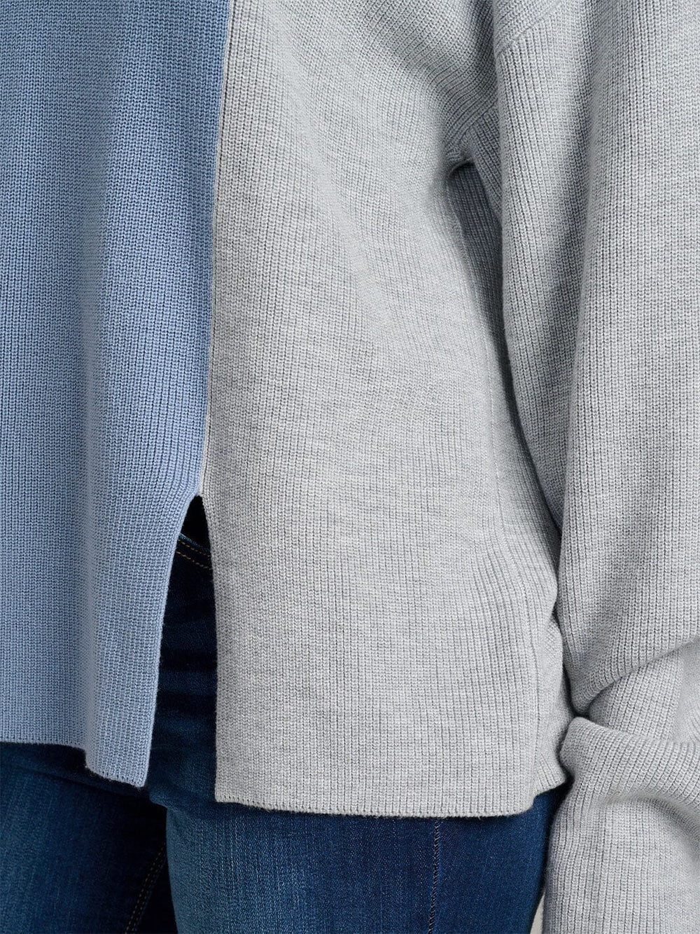 WOMEN'S LONG SLEEVE COLORBLOCK RIBBED PULLOVER SWEATER