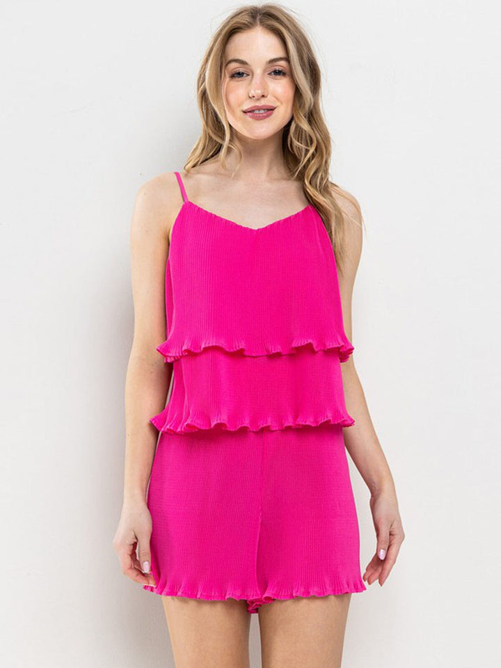 WOMEN'S SLEEVELESS TANK TOP & MINI SHORTS PLEATED 2PC. SET