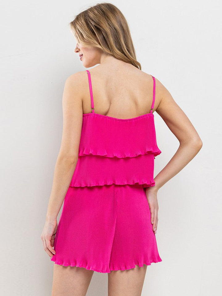 WOMEN'S SLEEVELESS TANK TOP & MINI SHORTS PLEATED 2PC. SET