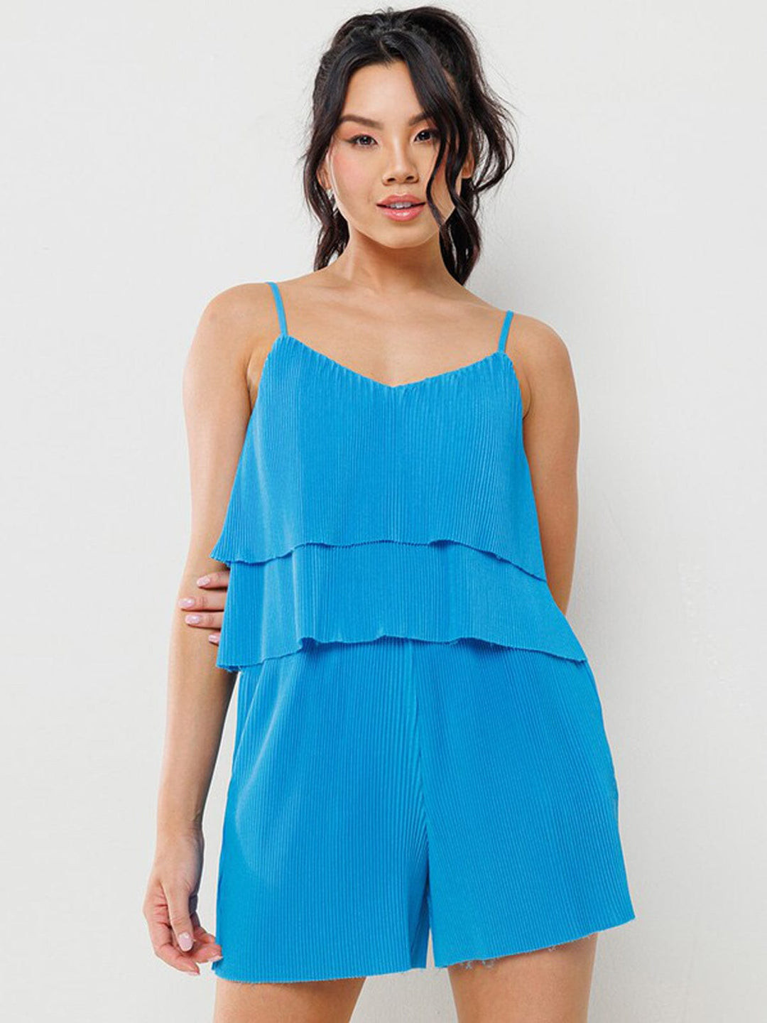 WOMEN'S SLEEVELESS TANK TOP & MINI SHORTS PLEATED 2PC. SET