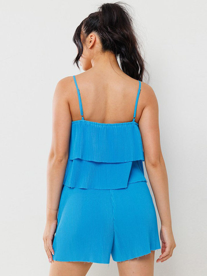 WOMEN'S SLEEVELESS TANK TOP & MINI SHORTS PLEATED 2PC. SET