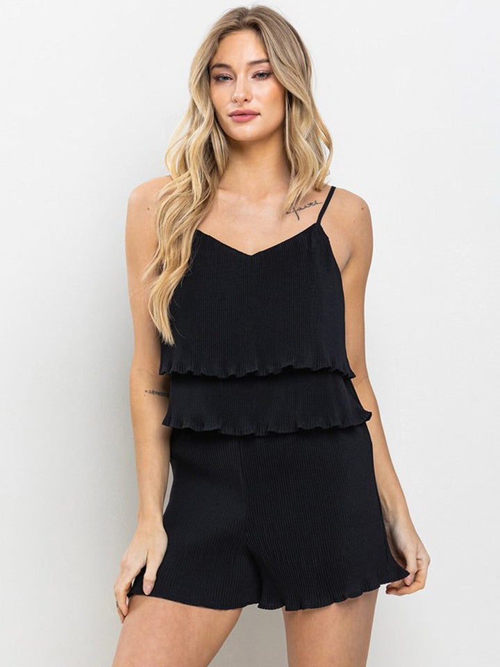 WOMEN'S SLEEVELESS TANK TOP & MINI SHORTS PLEATED 2PC. SET