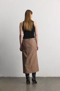 WOMEN'S BUTTON CLOSURE POCKETS MAXI SKIRT