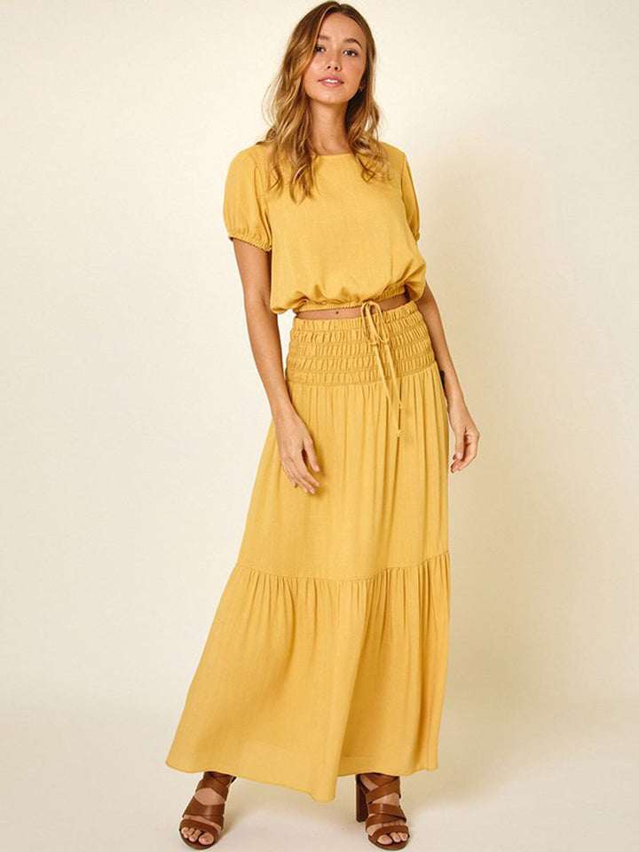 WOMEN'S SHORT PUFF SLEEVE TOP & MAXI SKIRT 2PC. SET