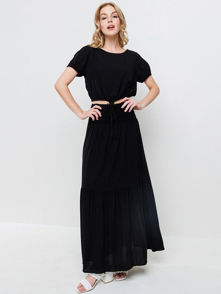 WOMEN'S SHORT PUFF SLEEVE TOP & MAXI SKIRT 2PC. SET