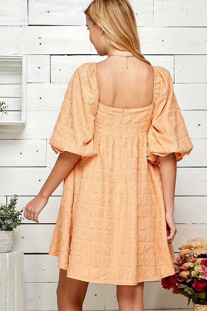 WOMEN'S SHORT SLEEVE SQUARE NECK FRONT POCKETS TUNIC MINI DRESS