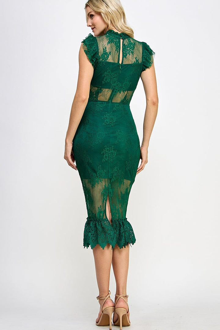 WOMEN'S SLEEVELESS CROCHET MESH BODYCON MIDI DRESS