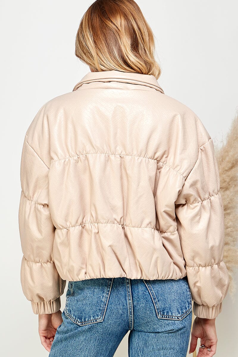WOMEN'S LONG SLEEVE ZIPPER CLOSURE PUFFER JACKET