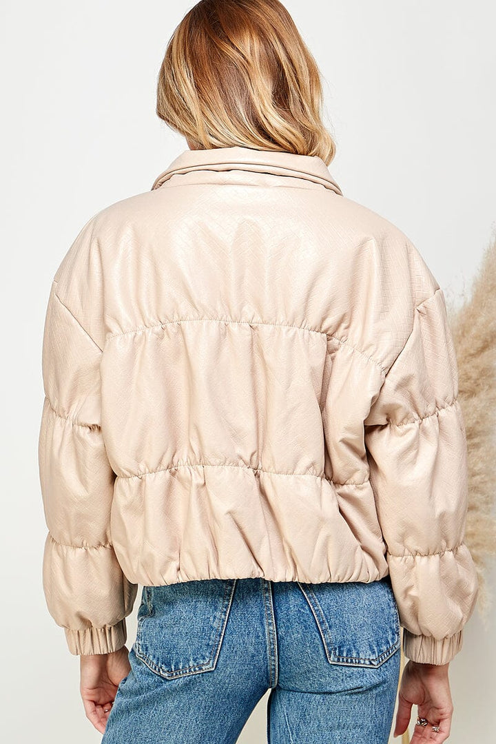 WOMEN'S LONG SLEEVE ZIPPER CLOSURE PUFFER JACKET