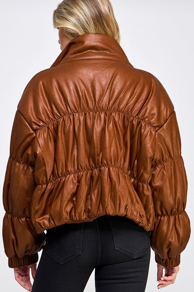 WOMEN'S LONG SLEEVE ZIPPER CLOSURE PUFFER JACKET