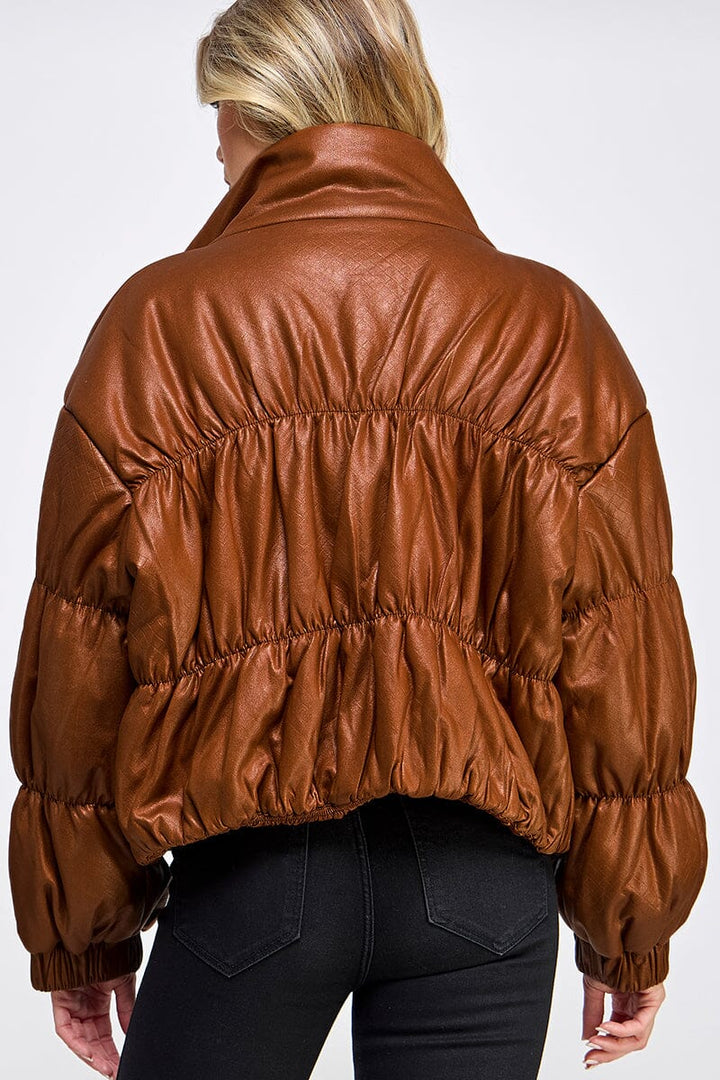 WOMEN'S LONG SLEEVE ZIPPER CLOSURE PUFFER JACKET