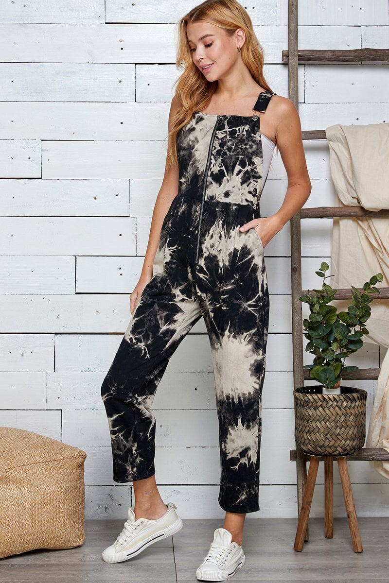 WOMEN'S SLEEVELESS FRONT POCKETS TIE DYE SKINNY LEG JUMPSUIT
