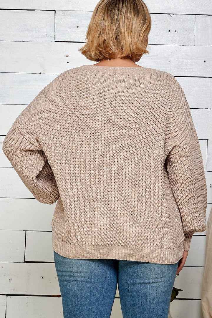PLUS SIZE LONG SLEEVE PULLOVER KNIT SWEATER
