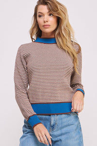 WOMEN'S LONG SLEEVE COLORBLOCK PULLOVER SWEATER