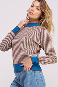 WOMEN'S LONG SLEEVE COLORBLOCK PULLOVER SWEATER