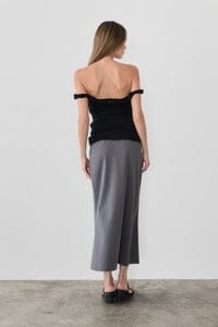 WOMEN'S ZIPPER CLOSURE STRIPES MAXI SKIRT
