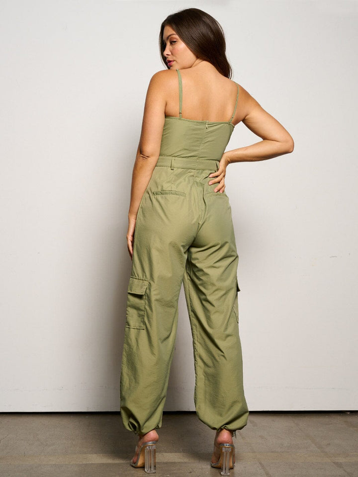 WOMEN'S SLEEVELESS POCKETS JOGGER LEGS JUMPSUIT