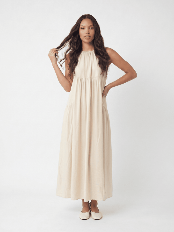 WOMEN'S SLEEVELESS FRONT LOOSE FIT TUNIC MAXI DRESS