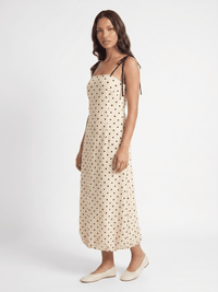 WOMEN'S SLEEVELESS SQUARE NECK POCKETS OPEN BACK POLKA DOTS MAXI DRESS