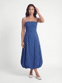 WOMEN'S SLEEVELESS SQUARE NECK POCKETS OPEN BACK POLKA DOTS MAXI DRESS