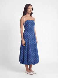 WOMEN'S SLEEVELESS SQUARE NECK POCKETS OPEN BACK POLKA DOTS MAXI DRESS