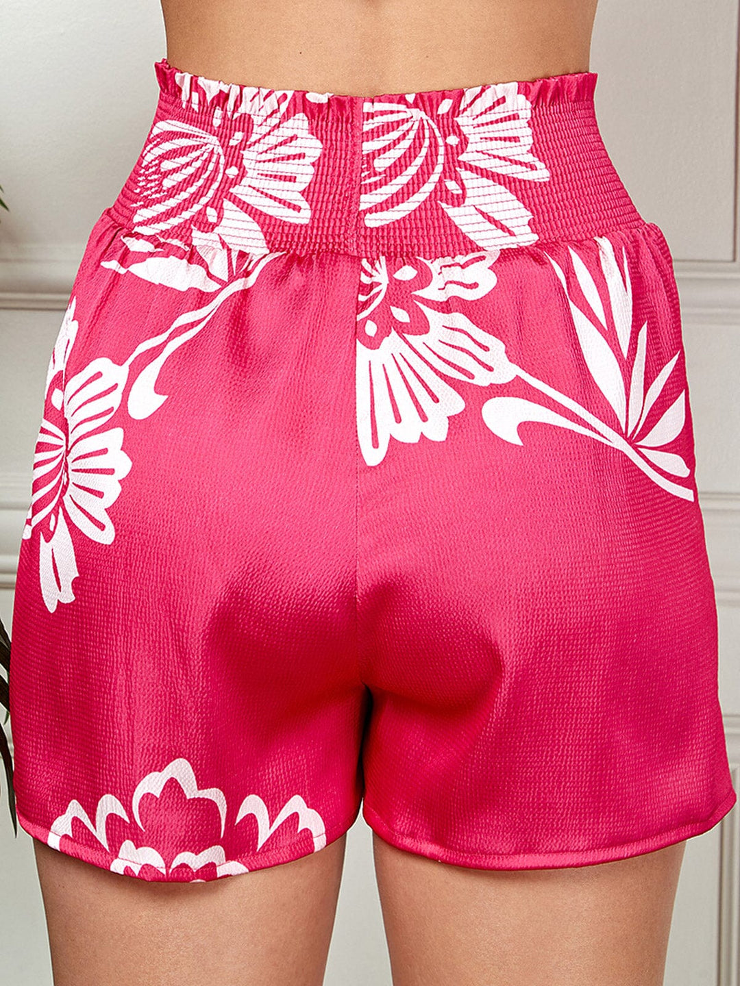 WOMEN'S SHORT SLEEVE BUTTON UP BLOUSE & SHORTS FLORAL 2PC.SET