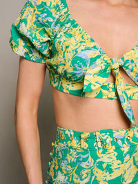 WOMEN'S SHORT SLEEVE CROP TOP & MINI SKIRT FLORAL 2PC.SET