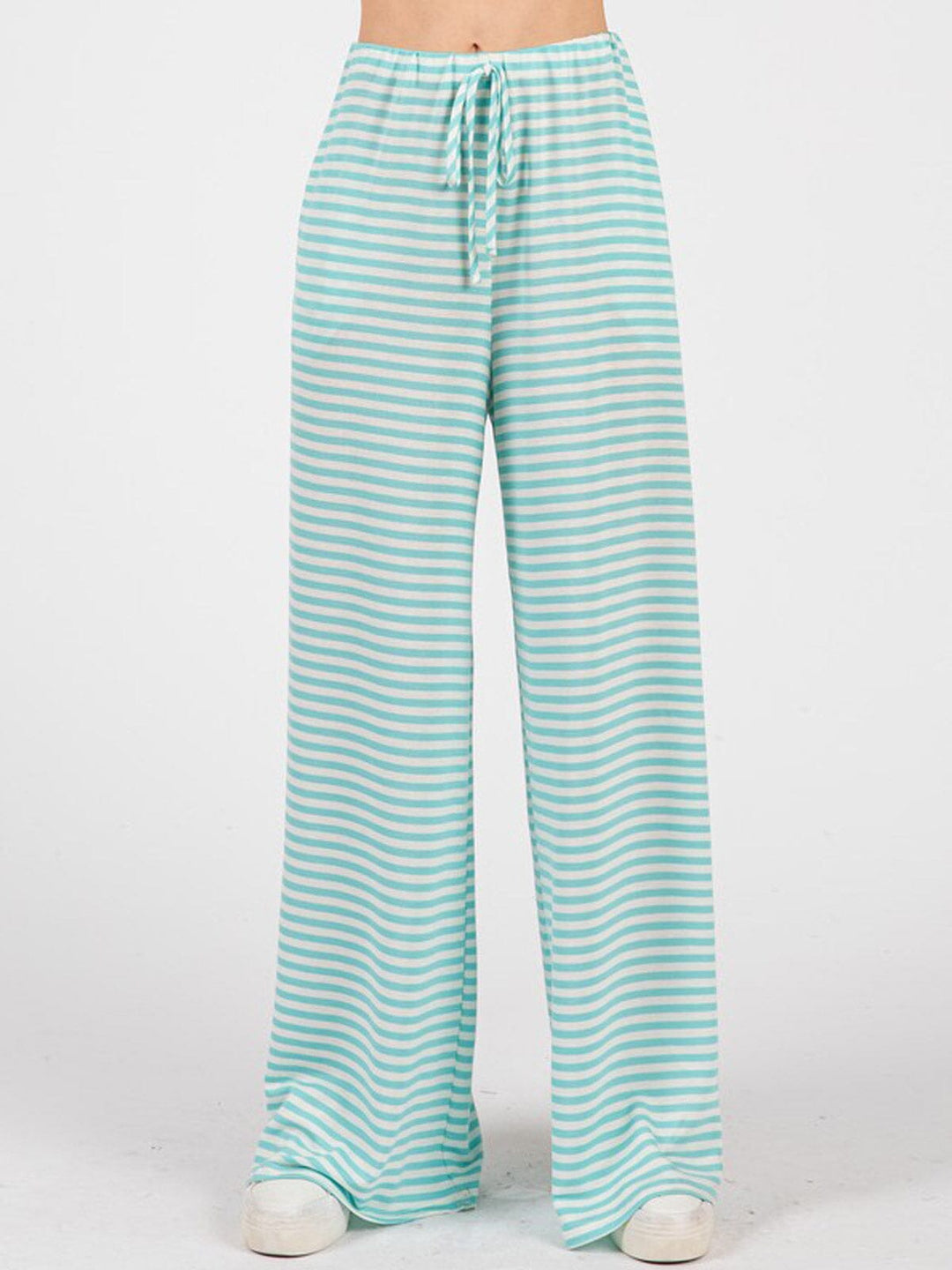 WOMEN'S SHORT SLEEVE TOP & ELASTIC WAIST PANTS STRIPES 2PC. SET