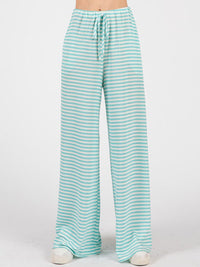 WOMEN'S SHORT SLEEVE TOP & ELASTIC WAIST PANTS STRIPES 2PC. SET