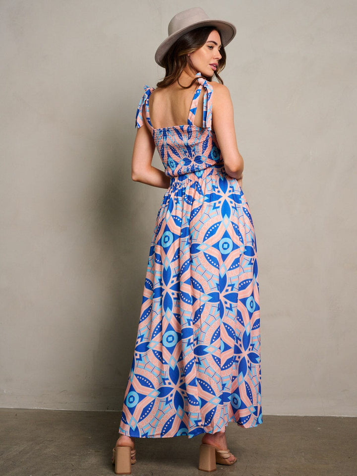 WOMEN'S SLEEVELES TOP & BUTTON CLOSURE MAXI SKIRT PRINTED 2PC. SET