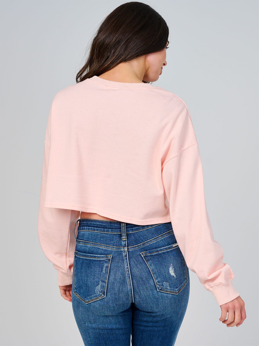 WOMEN'S LONG SLEEVE FLOWER DETAILED CROP TOP
