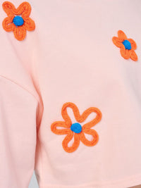 WOMEN'S LONG SLEEVE FLOWER DETAILED CROP TOP