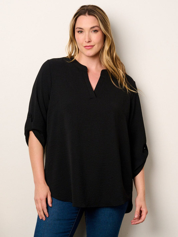 WOMEN'S SHORT SLEEVE V-NECK TUNIC BLOUSE TOP