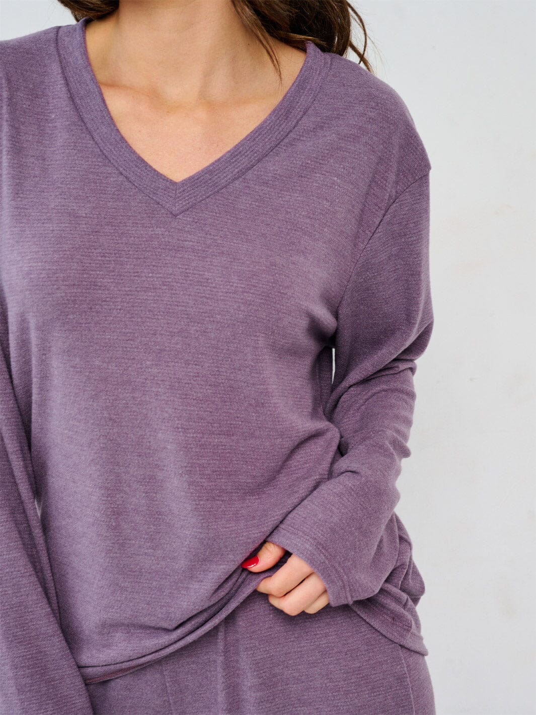 WOMEN'S LONG SLEEVE TOP & ELASTIC WAIST CROP PANTS SOLID 2PC. SET