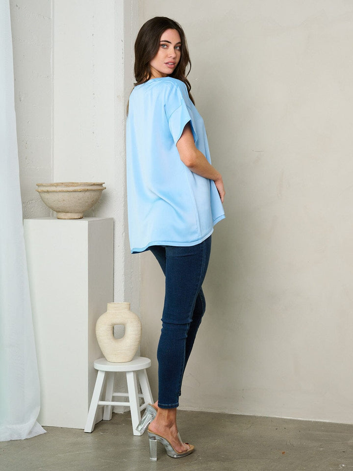 WOMEN'S SHORT SLEEVE TUNIC BLOUSE TOP
