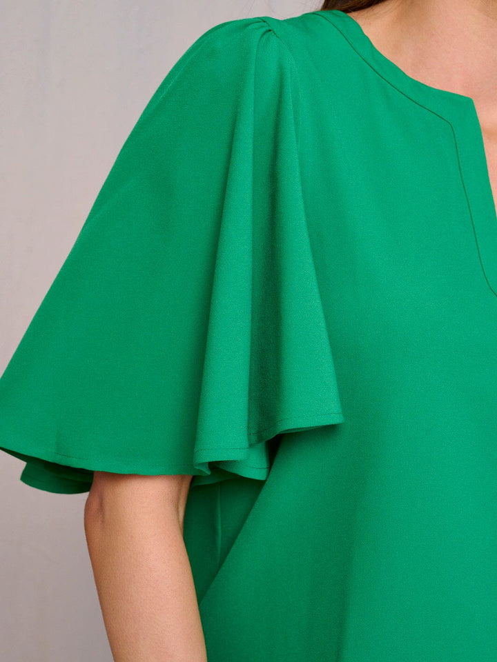 WOMEN'S SHORT SLEEVES V-NECK LOOSE FIT BLOUSE