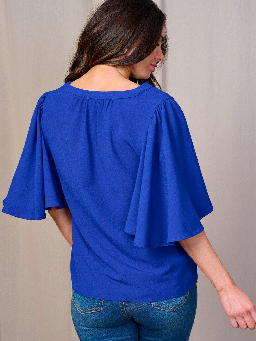 WOMEN'S SHORT SLEEVES V-NECK LOOSE FIT BLOUSE