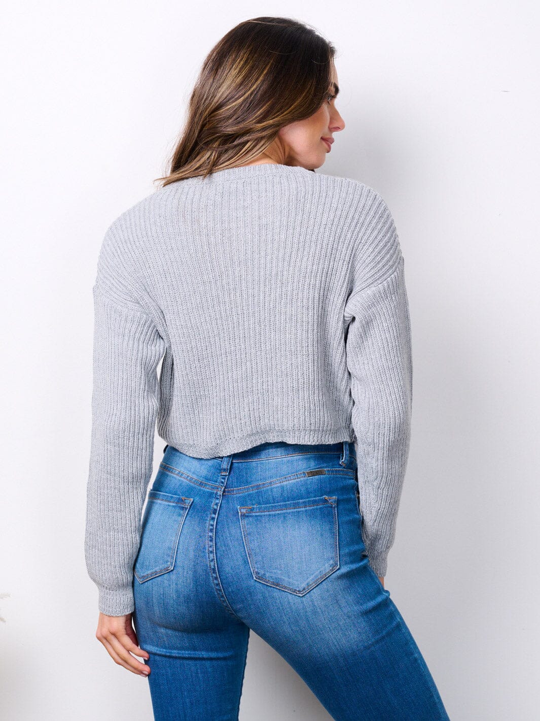 WOMEN'S LONG SLEEVE RIBBED CROP TOP