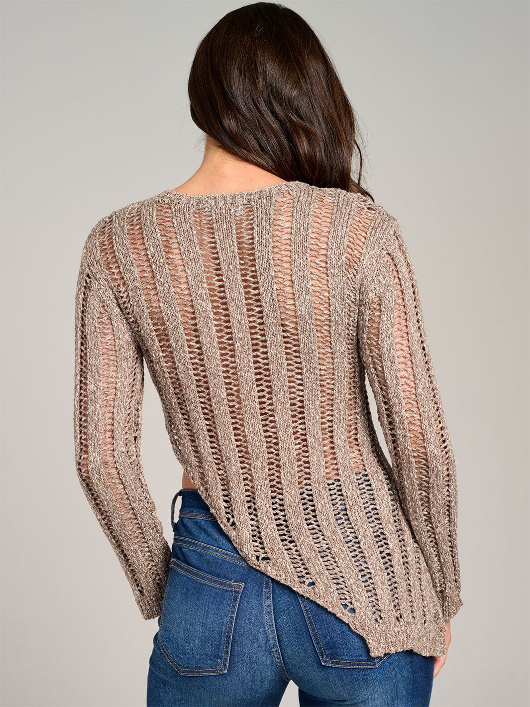 WOMEN'S LONG SLEEVE HIGH-LOW-KNIT TOP