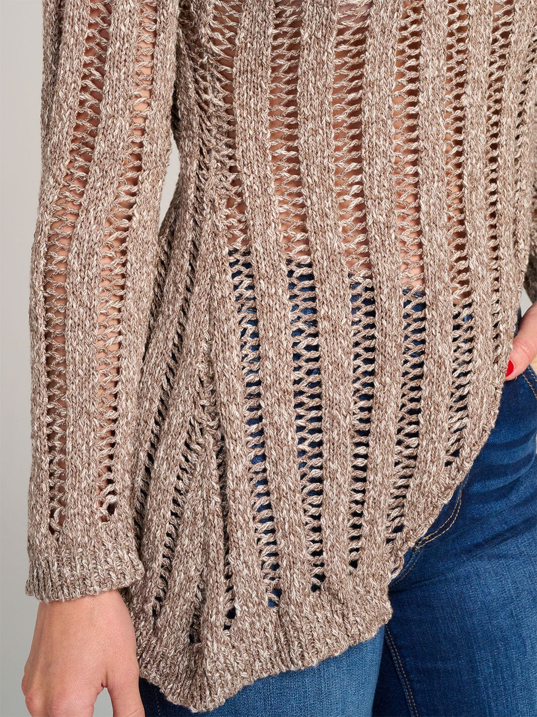 WOMEN'S LONG SLEEVE HIGH-LOW-KNIT TOP