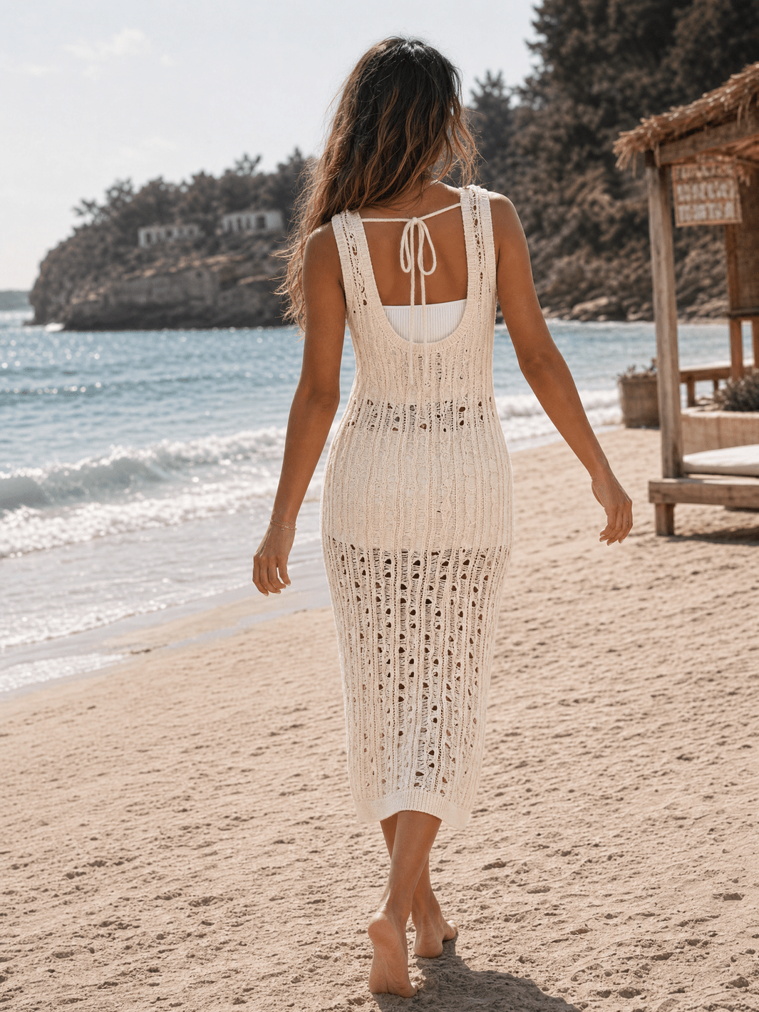WOMEN'S SLEEVELESS OPEN BACK KNIT COVER UP MAXI DRESS