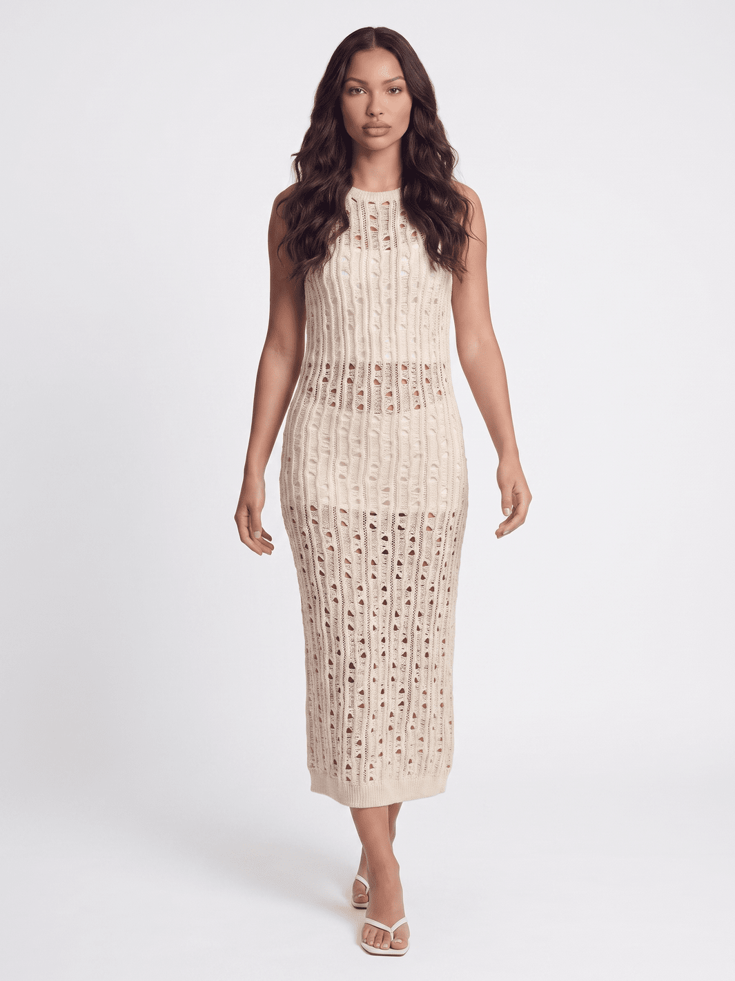 WOMEN'S SLEEVELESS OPEN BACK KNIT COVER UP MAXI DRESS
