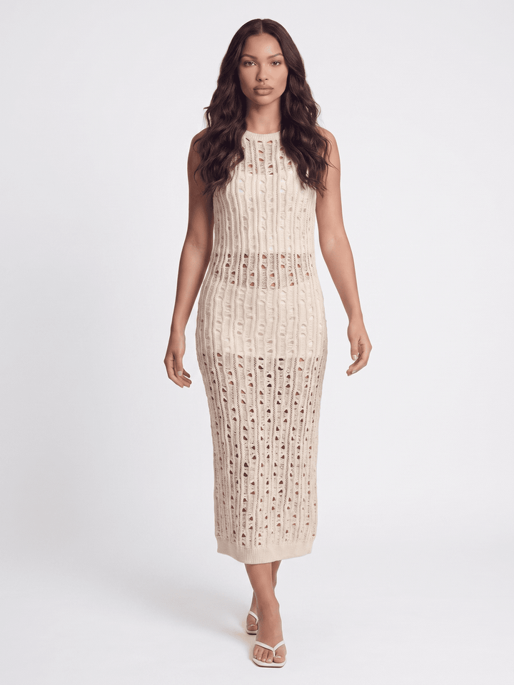 WOMEN'S SLEEVELESS OPEN BACK KNIT COVER UP MAXI DRESS