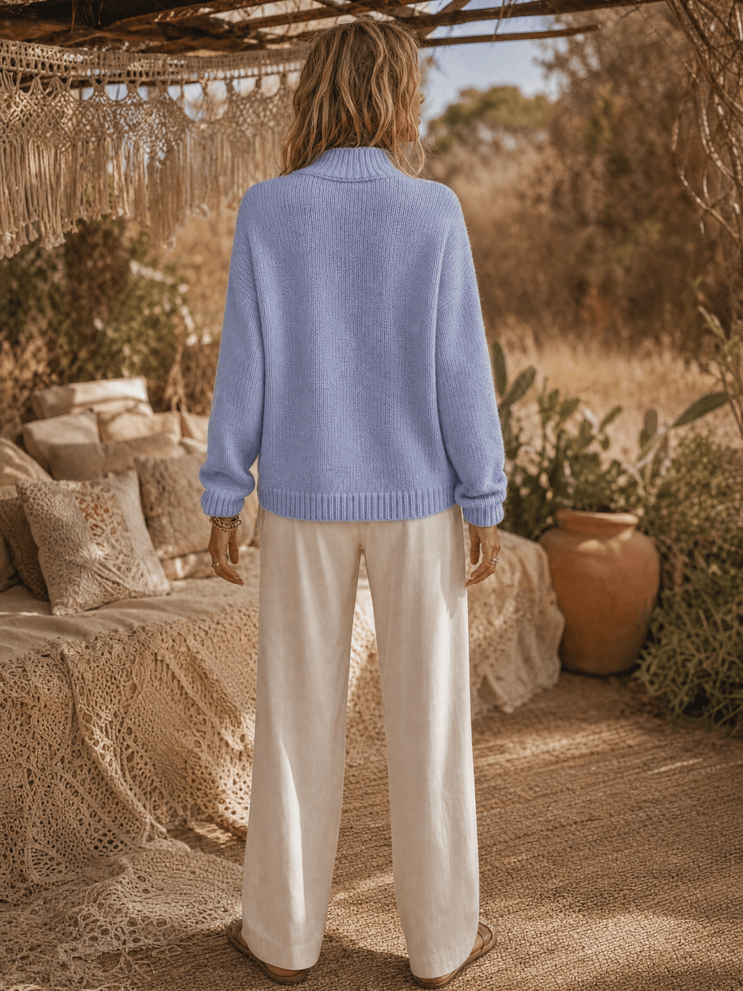 WOMEN'S LONG SLEEVE TURTLE NECK DREAM PULLOVER KNIT SWEATER