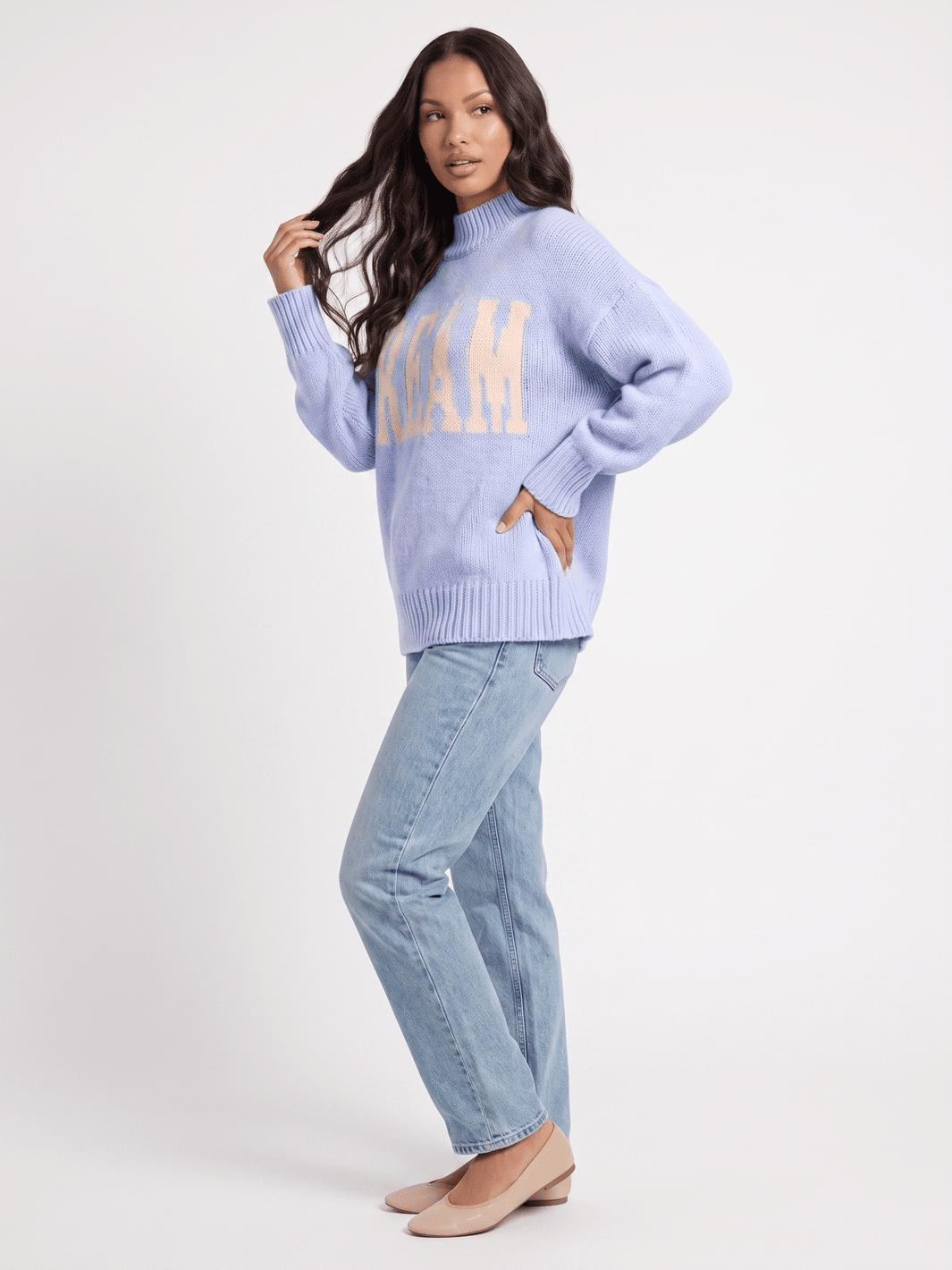 WOMEN'S LONG SLEEVE TURTLE NECK DREAM PULLOVER KNIT SWEATER